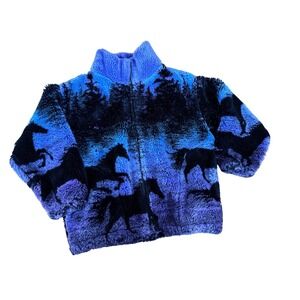 Black Mountain twilight horses fleece full zip youth sweater